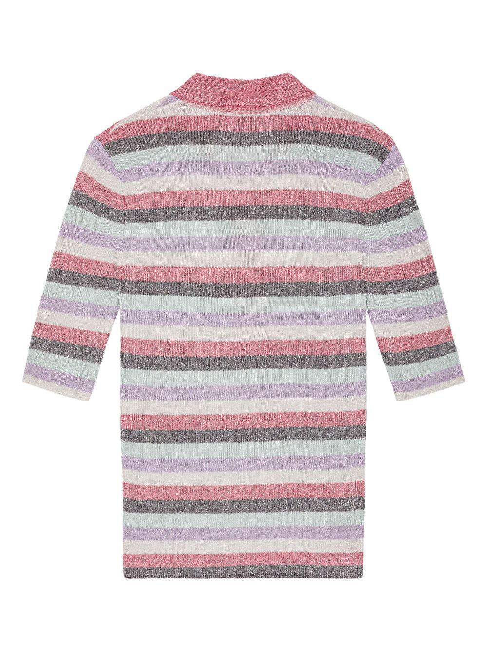 Pink Striped Sparkle Rib Polo T-Shirt K2480 999 MULTICOLOUR GANNI 