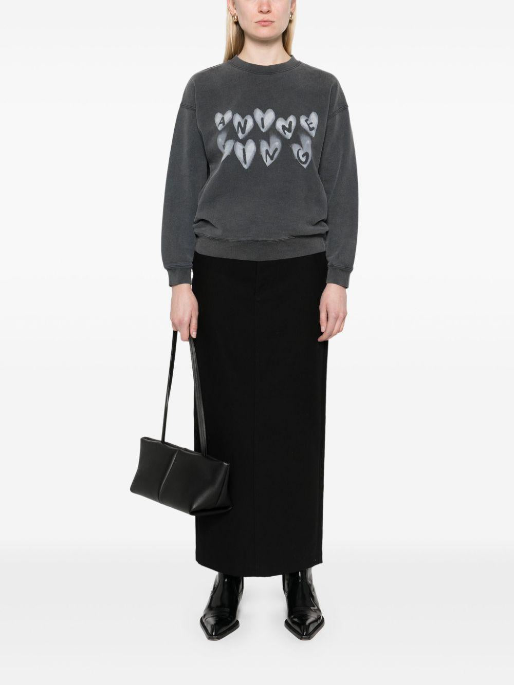 Spencer Sweatshirt Hearts - Washed Black A0810517 WBL1 WASHED BLACK ANINE BING 