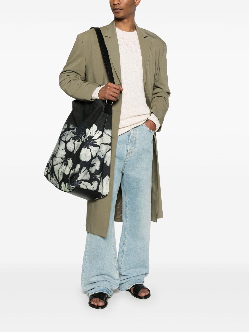 Cotton Canvas Flower Print Bag 251021508798 604 GREEN DRIES VAN NOTEN 