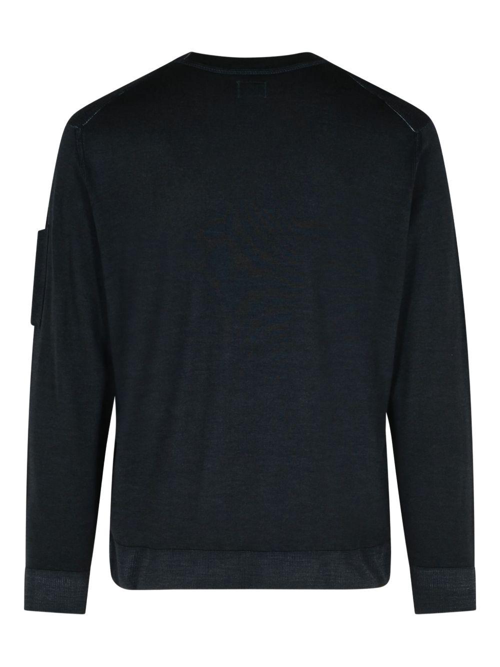 Merino Wool Crewneck Lens Sweater 19CMKN024A003247F 999 BLACK CP COMPANY 