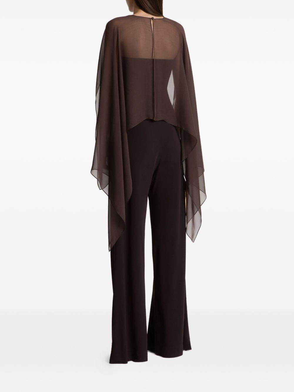 Top con maniche in chiffon A02200124 0102 MARRONE ALBERTA FERRETTI 