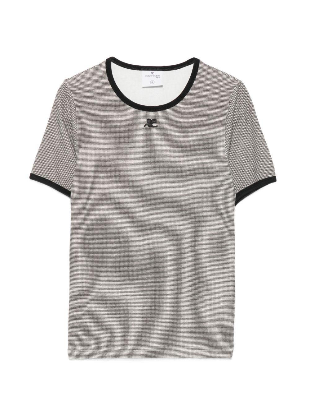 Signature Contrast T-shirt 126JTS017JS0223 B217 HOUNDSTOOTH BLACK COURREGES 
