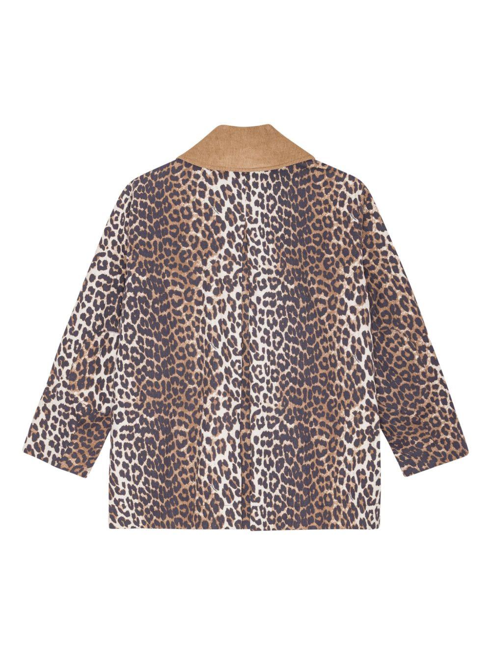 Leopard Printed Canvas Midi Jacket W0391 859 ALMOND MILK GANNI 