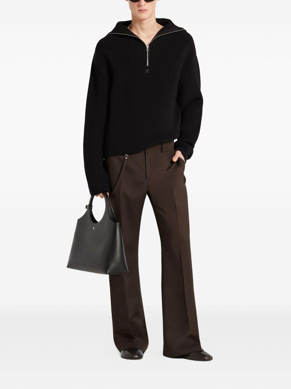 Ribbed Wool Trucker Sweater 325MPU243FI0036 9999 BLACK COURREGES 