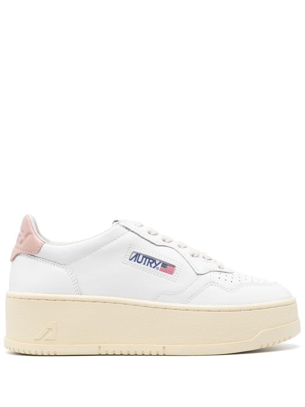 Sneakers Medalist Platform in Pelle Colore Bianco e Powder Pink PTLWLL80 WHITE POWDER AUTRY 