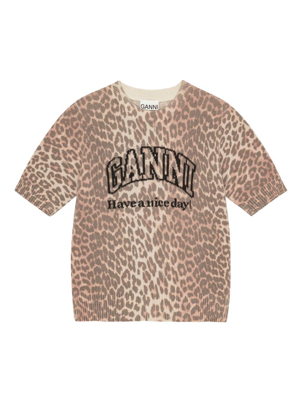 Leopard Wool Mix T-shirt K2500 943 LEOPARD GANNI 