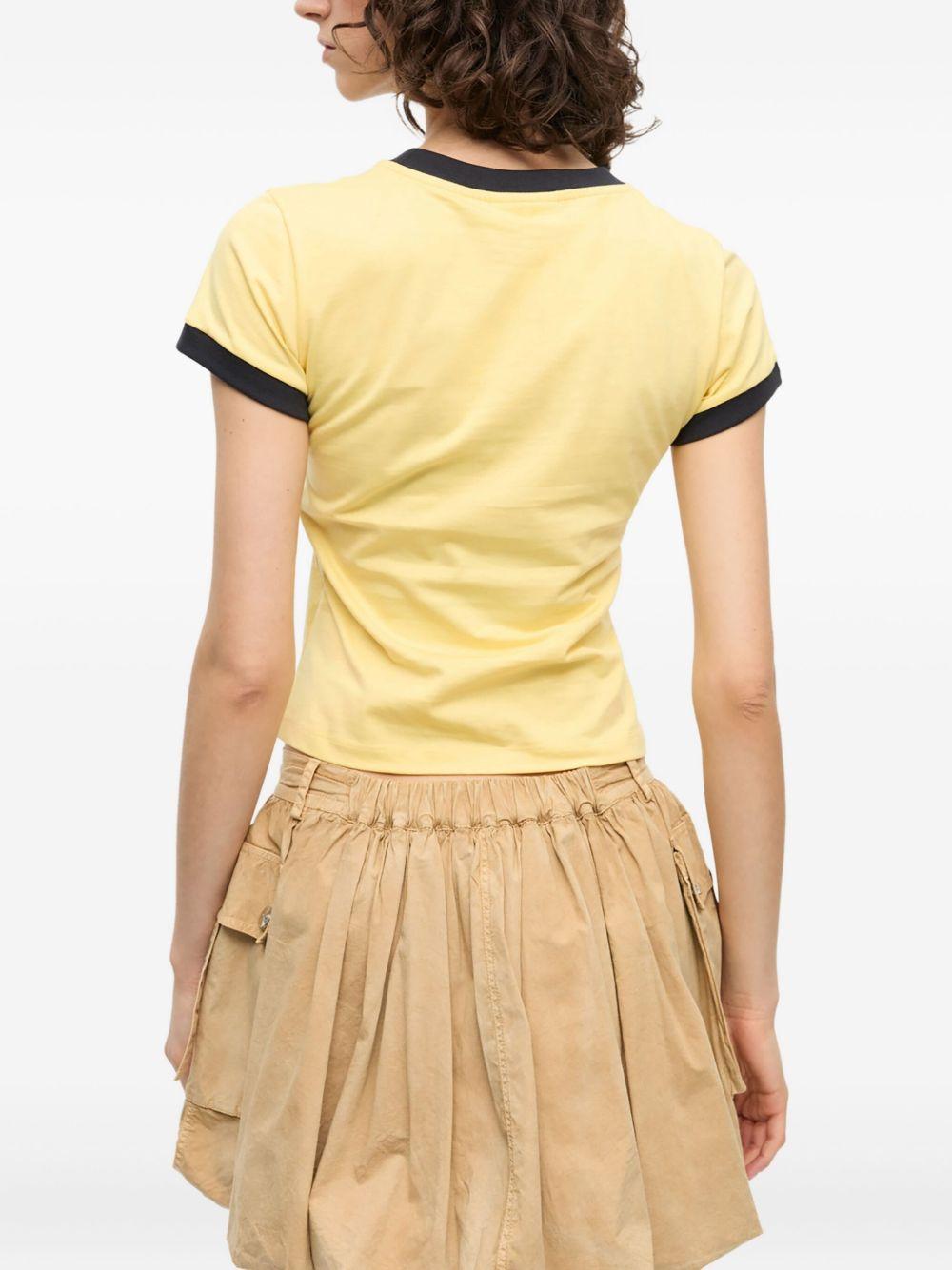 Yellow Cropped Leopard T-shirt T4256 372 MELLOW YELLOW GANNI 