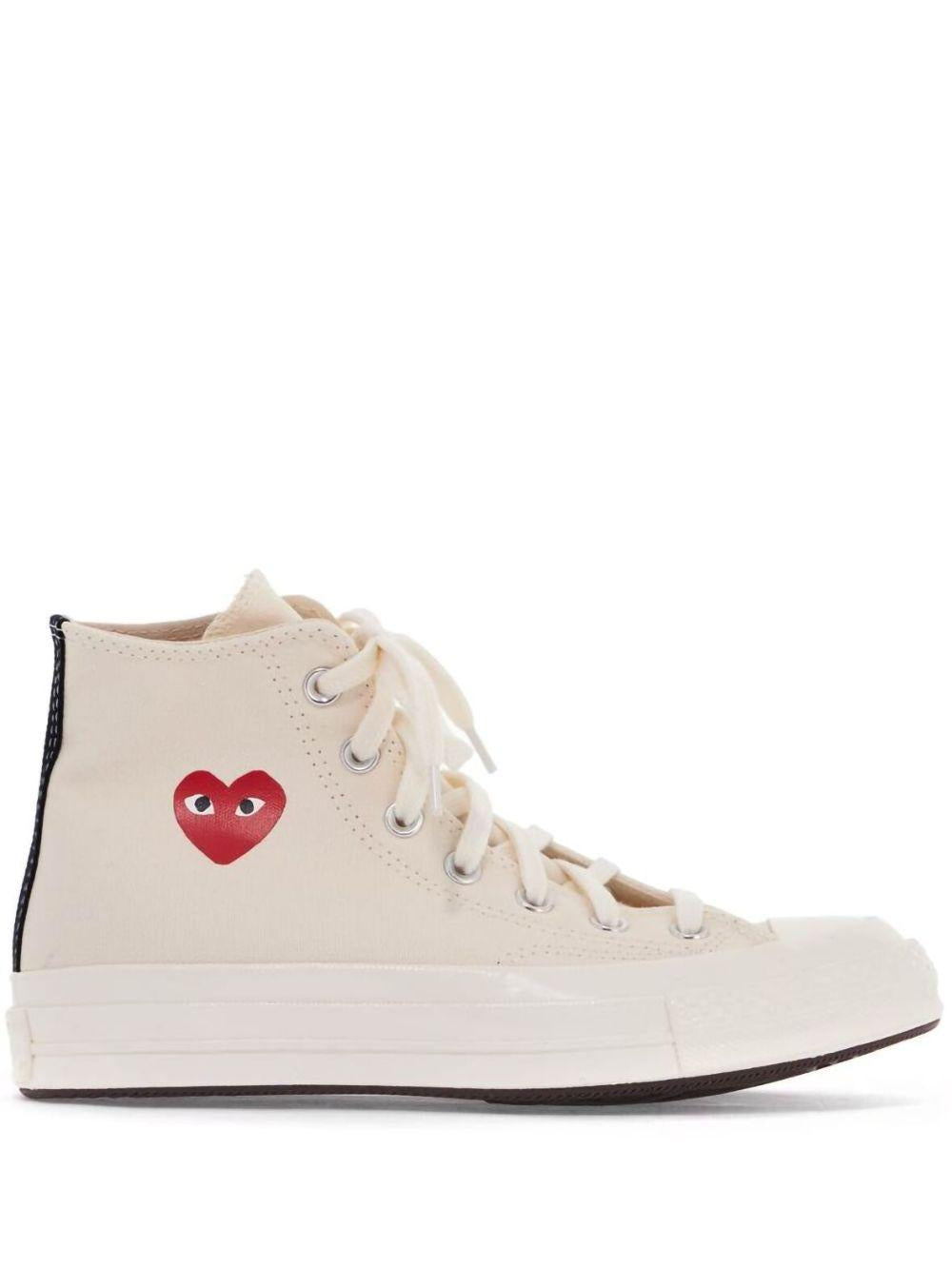 Small Red Heart All Star '70 High Sneakers AZK129001 2 WHITE COMME DES GARCONS PLAY X CONVERSE 