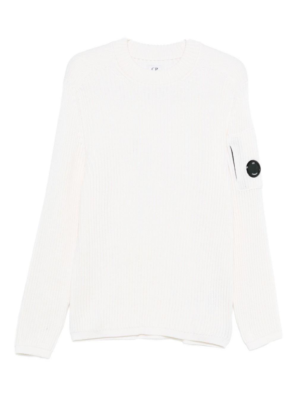 Re-Wool Crewneck Lens Sweater 19CMKN219A006595A 103 GAUZE WHITE CP COMPANY 