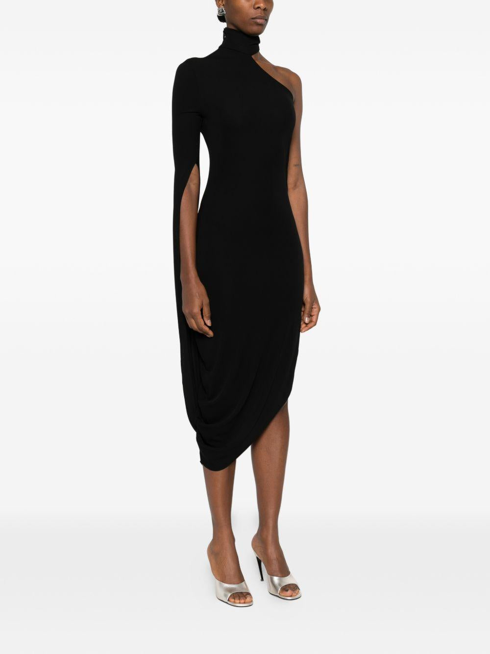 Mini dress asimmetrico drappeggiato in jersey di crêpe 1CC1266895 001 BLACK ALEXANDER WANG 