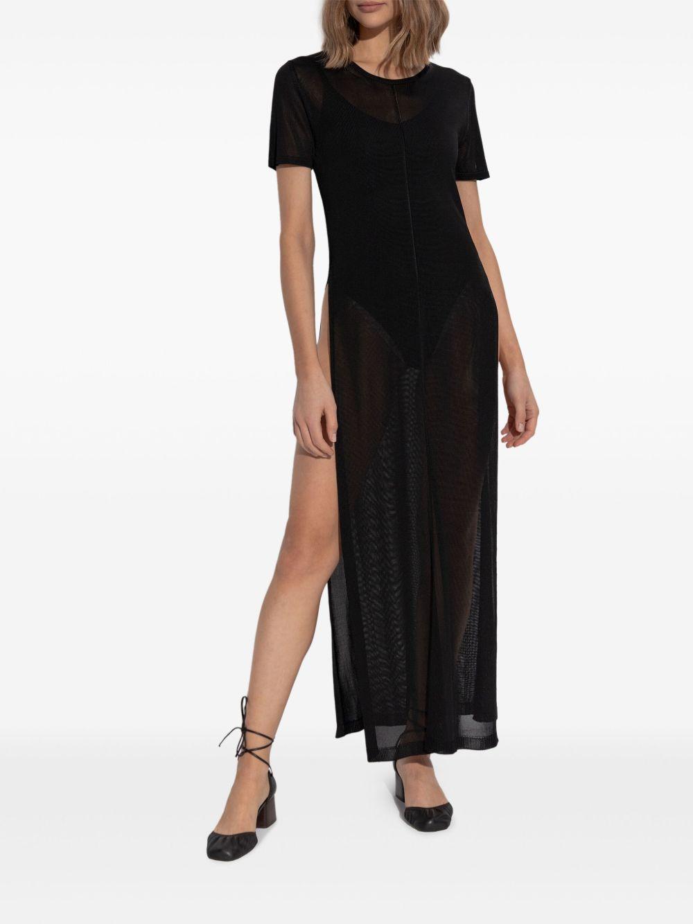 Column dress with slits<BR/> DR1104LK1037 BK999 BLACK LEMAIRE 
