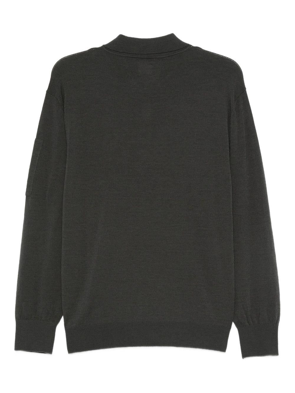 Extrafine Merino Wool Polo Sweater 19CMKN038A005528A 978 DARK SHADOW CP COMPANY 