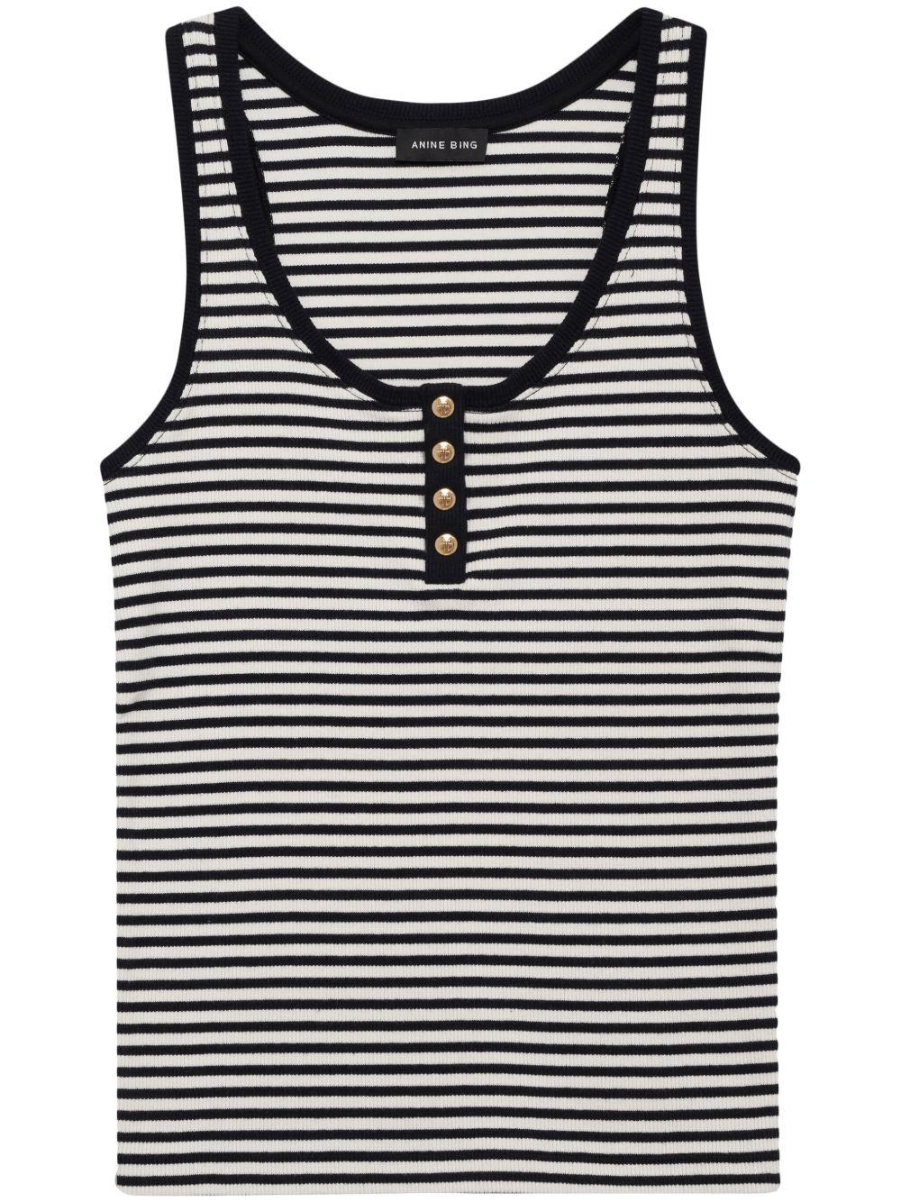 Alessia Tank - Cream And Black Stripe A0810316 MTL2 MULTI ANINE BING 