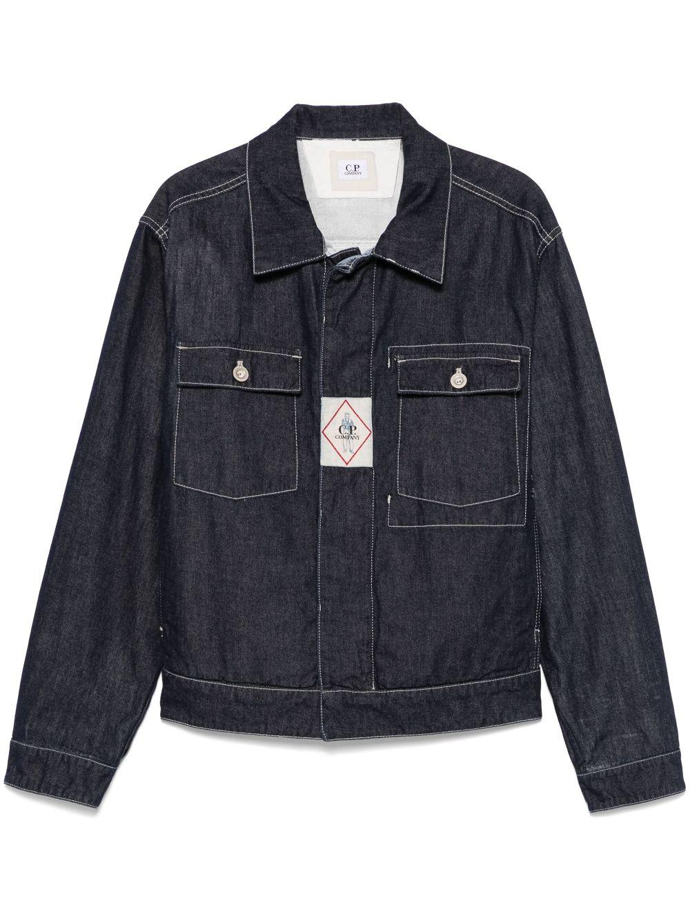 3/1 Hand Plated Denim Short Jacket 18CMOW188A110295H D08 DENIM NORMAL WASHED CP COMPANY 