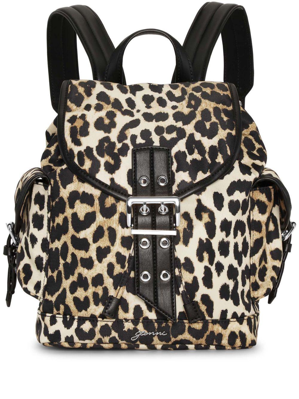 Leopard Small Nylon Bucky Backpack A6617 943 LEOPARD GANNI 