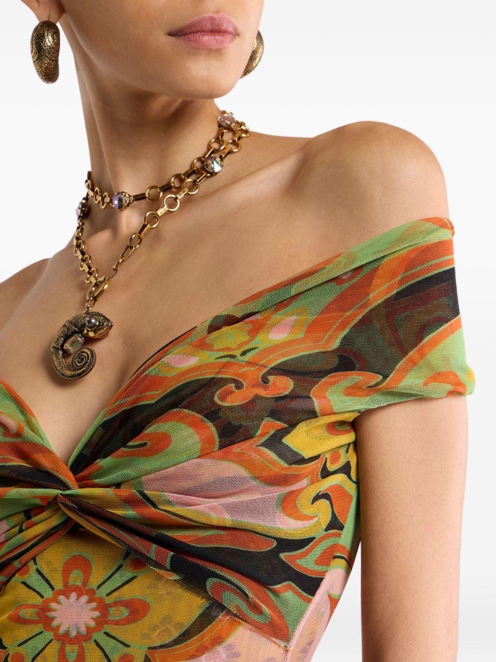 Body in tulle con spalle scoperte e stampa floreale piazzata WRJA018199IAS67 X0812 ETRO 