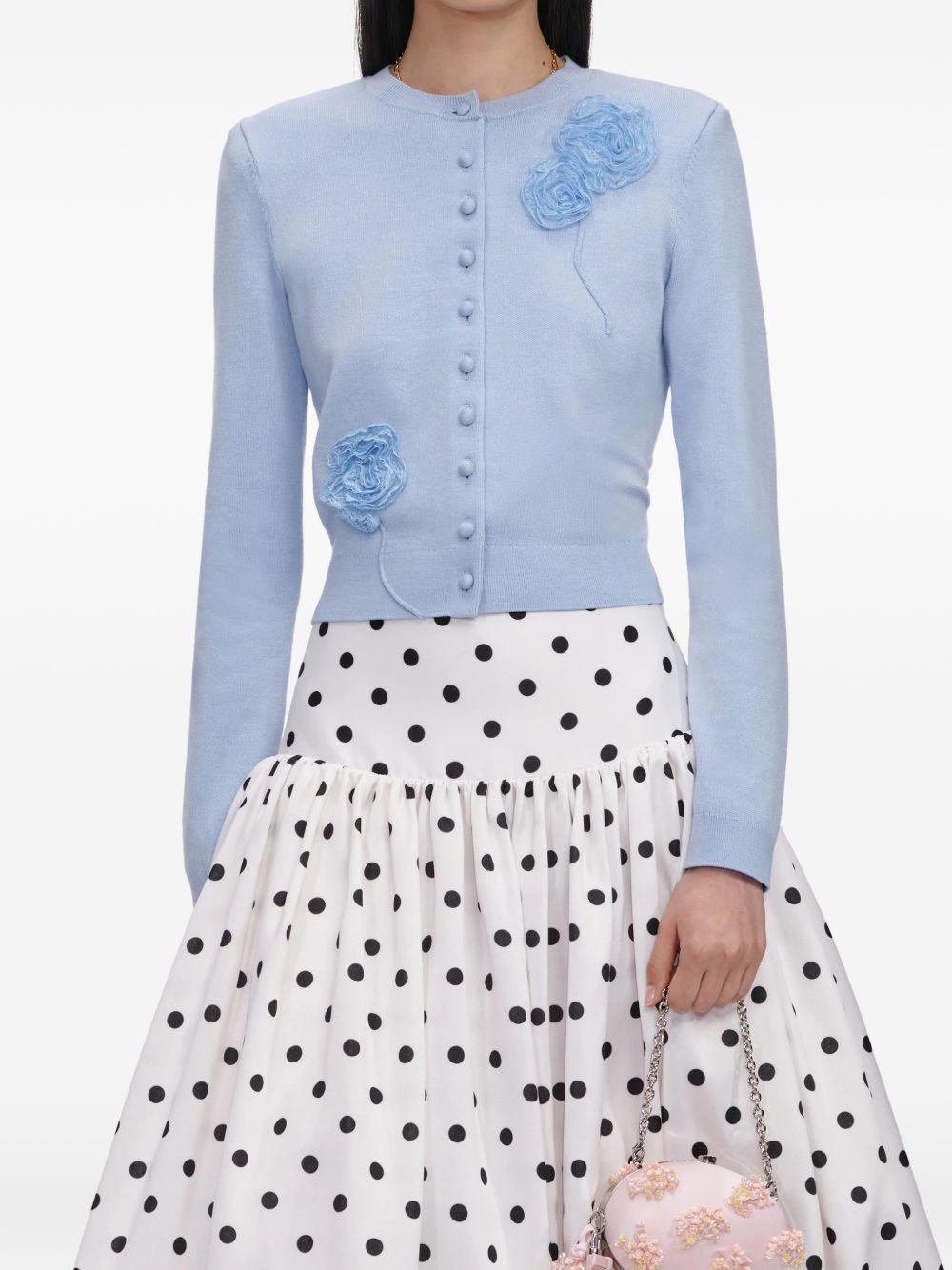 Cardigan a maglia con fiori PF26068CBL BLUE SELF-PORTRAIT 