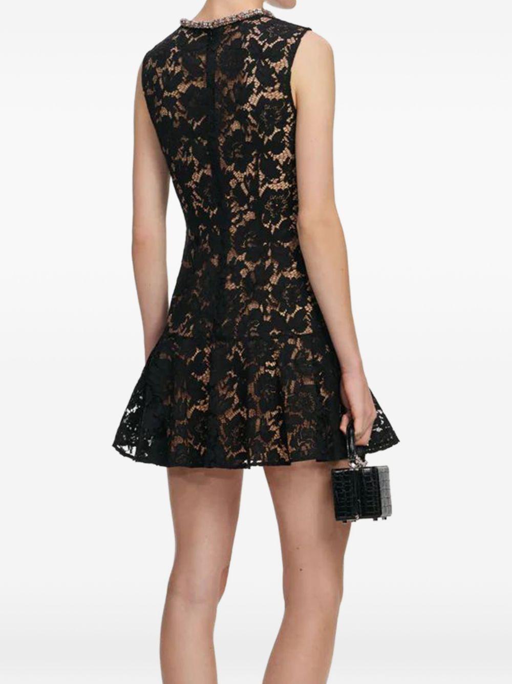 Black Lace Crystal Mini Dress SS26164SBB BLACK SELF-PORTRAIT 