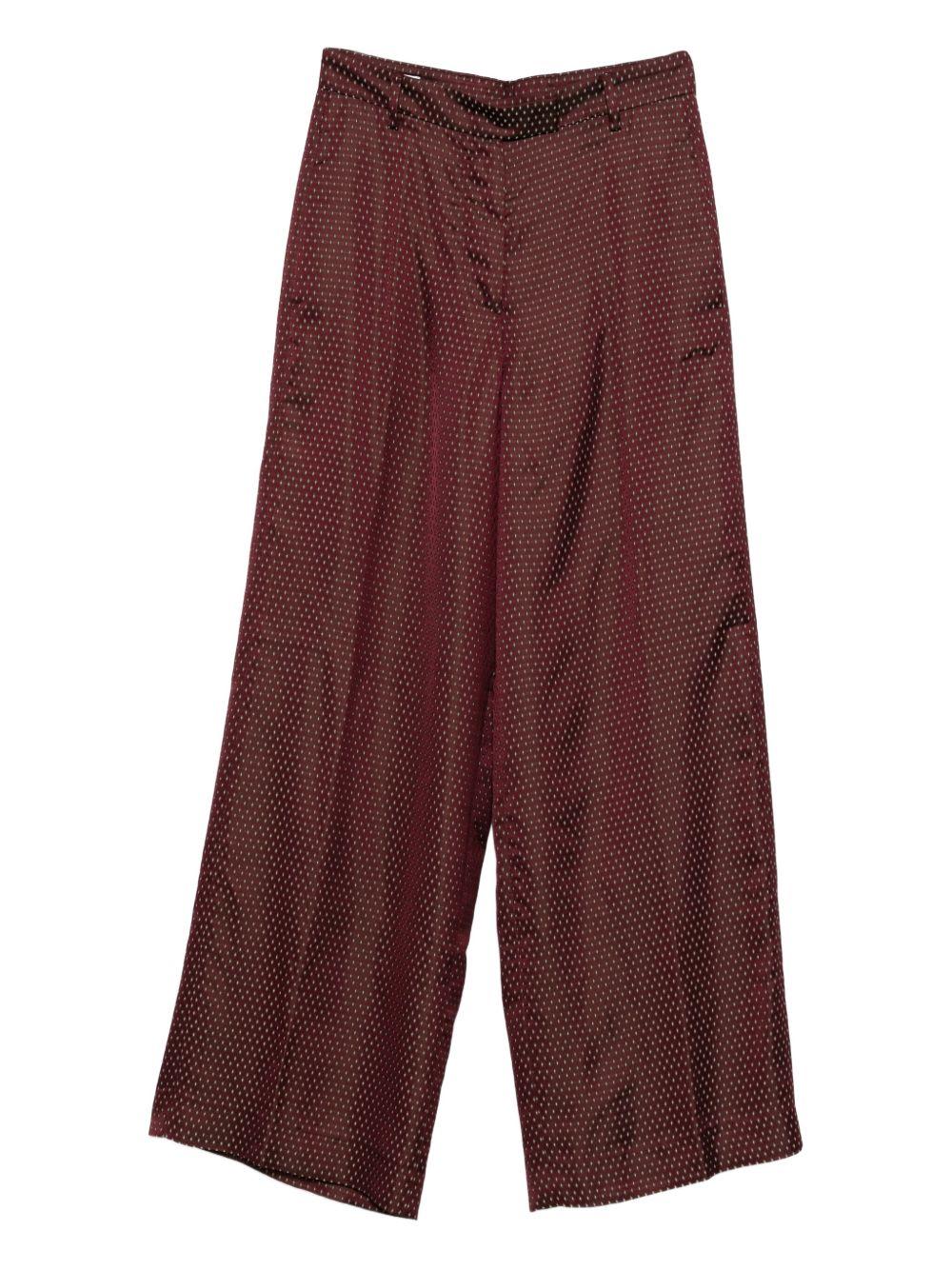 Belted Jacquard Trousers PENN2350 358 BURGUNDY DRIES VAN NOTEN 