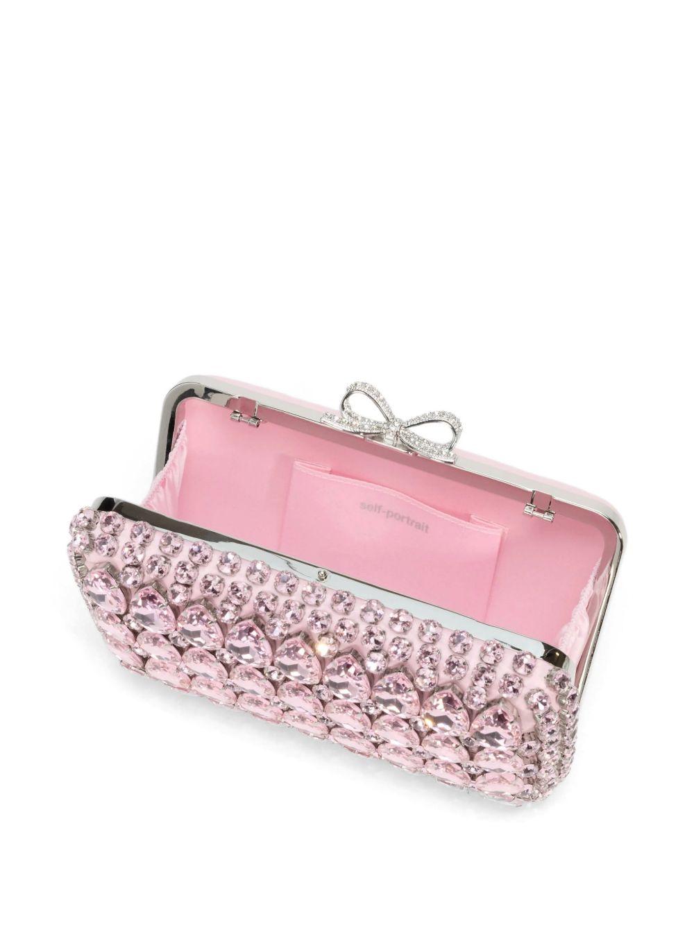 Pink Satin Crystal Clutch Bag SS26305AP PINK SELF-PORTRAIT 