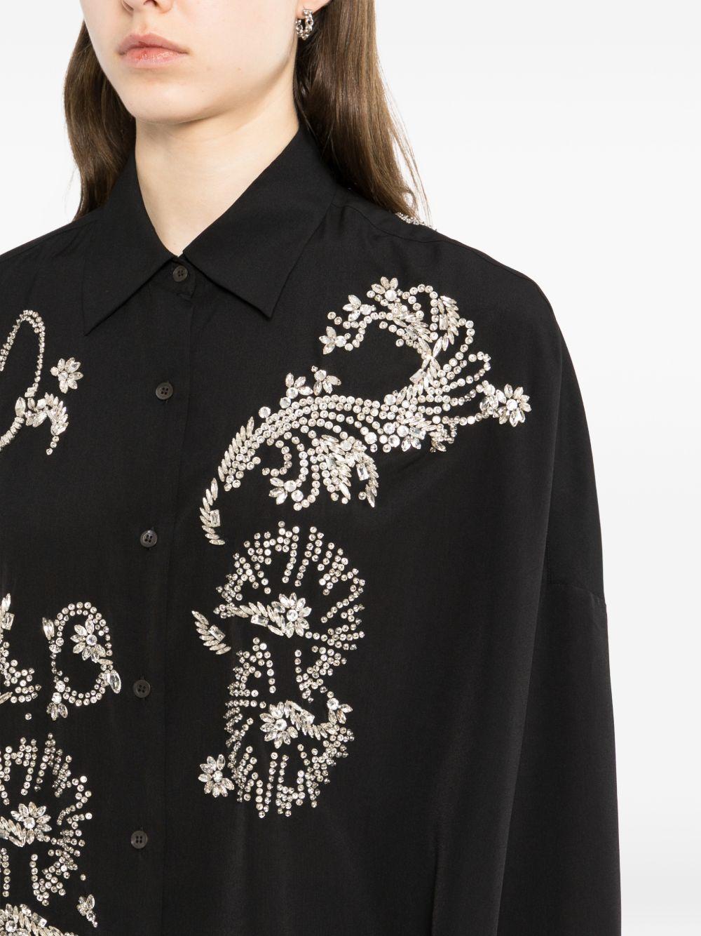Rhinestones Embellished Shirt CASIAEMB3078 900 BLACK DRIES VAN NOTEN 