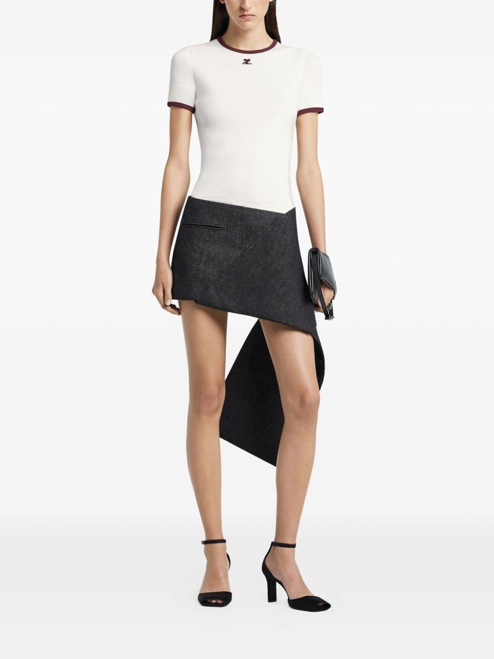 Signature Contrast T-shirt 125JTS017JS0203 B211 WHITE BURGUNDY COURREGES 