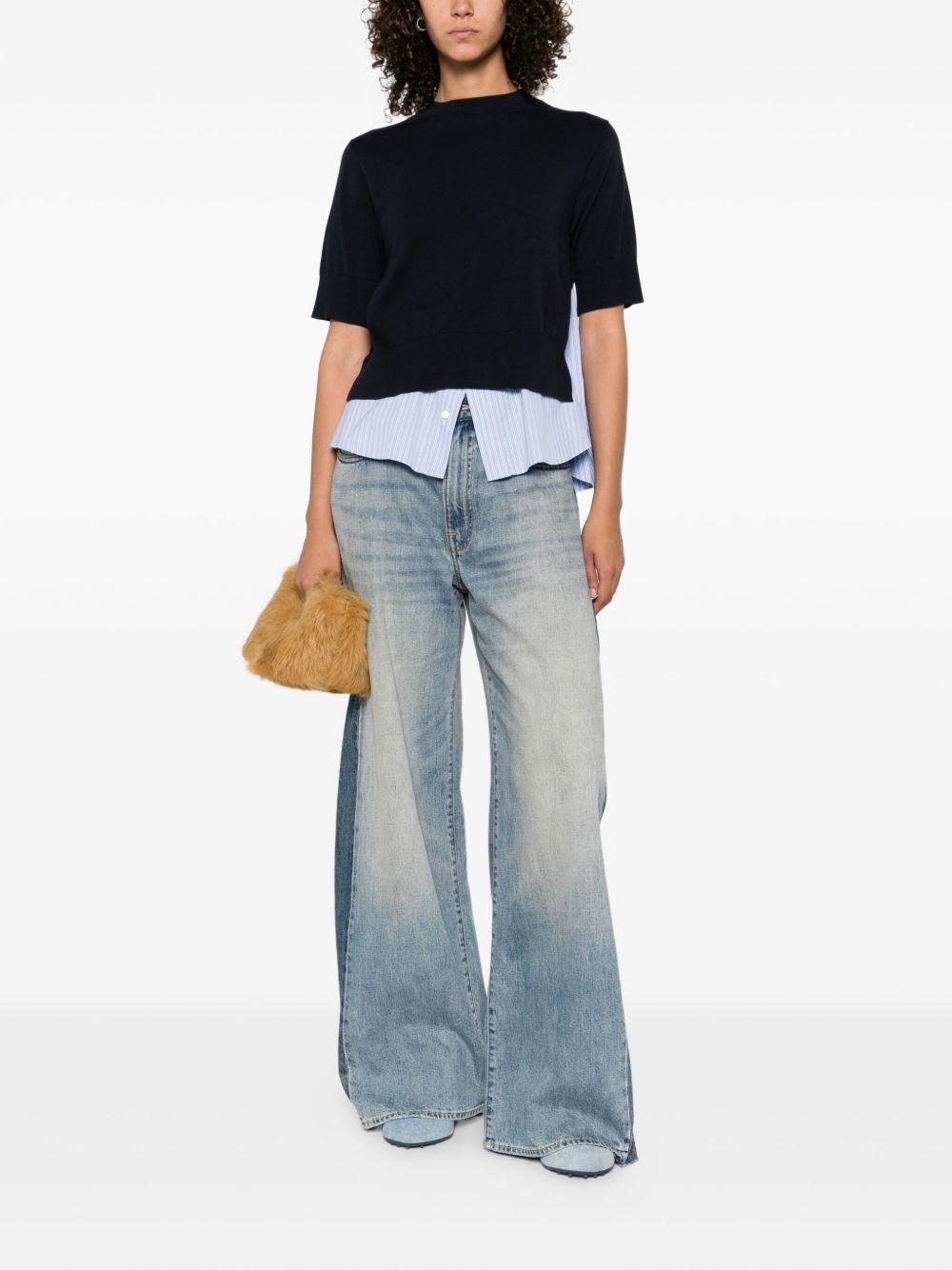 Navy Poplin & Cotton Jersey T-shirt 2508012 250 NAVY BLUE STRIPE SACAI 