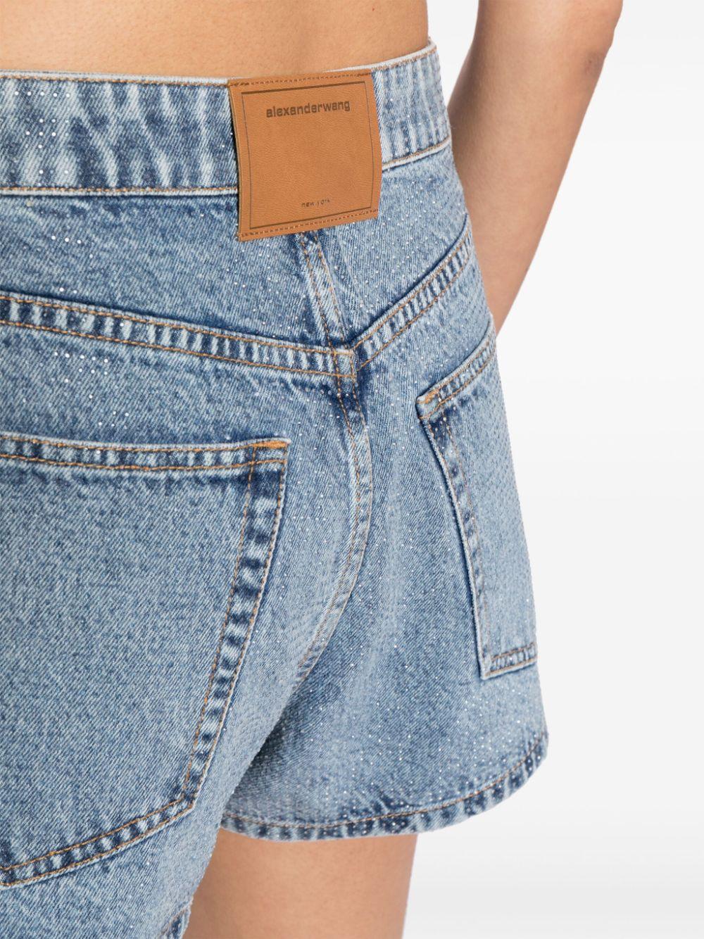 Shorts a vita alta in denim con termoapplicazione trasparente 1WC2244306 486 VINTAGE LIGHT INDIGO ALEXANDER WANG 